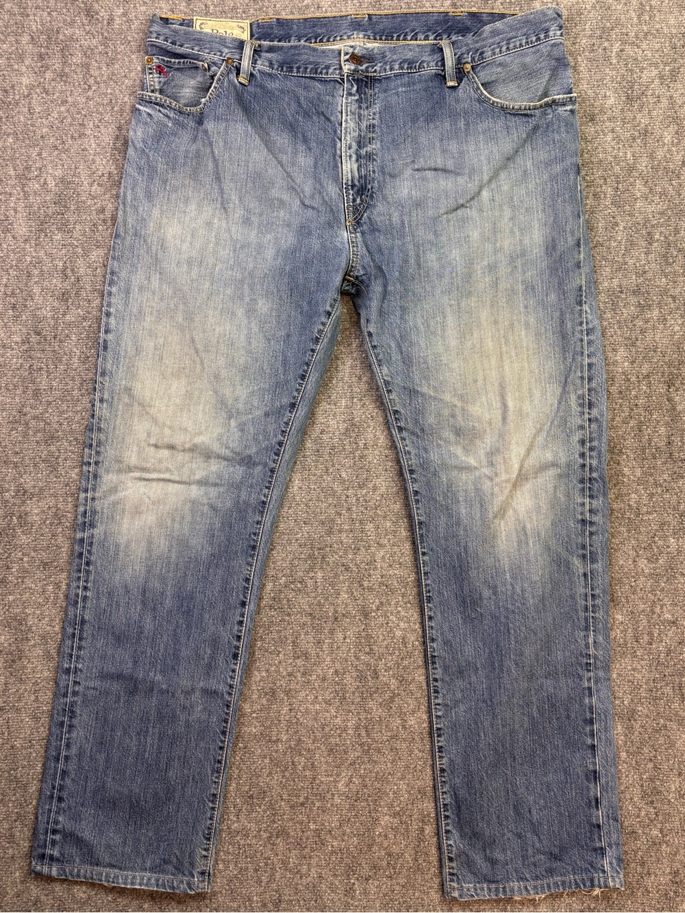 Vintage 90s Y2K Polo Ralph Lauren Baggy Jeans 42x34 Frayed Straight Leg